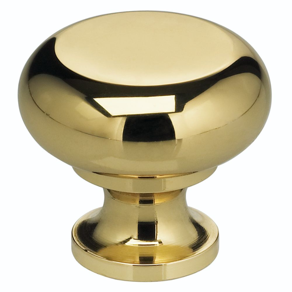 Omnia 9100/31.3 1-7/32" Round Cabinet Knob Bright Brass Finish