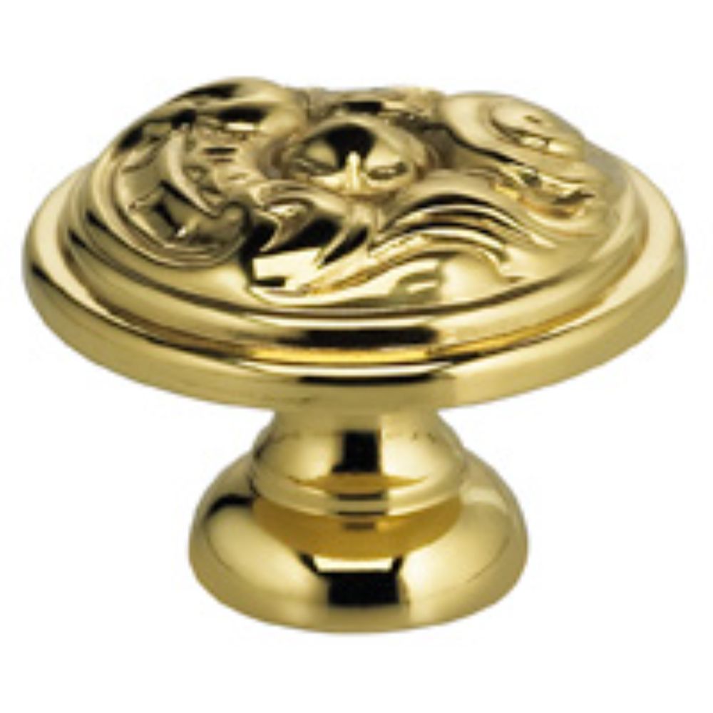 Omnia 9120/25.3 1" Ornate Cabinet Knob Bright Brass Finish