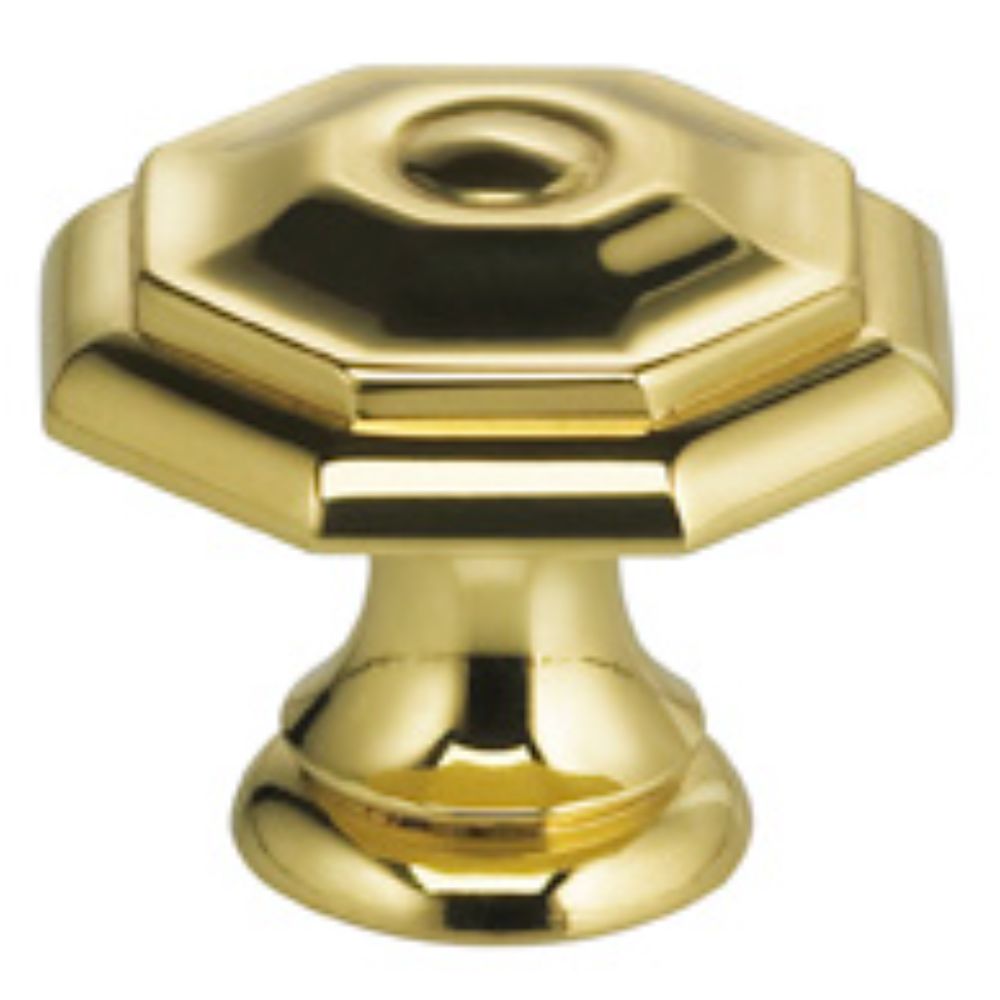 Omnia 9145/30.3 1-3/16" Octagonal Cabinet Knob Bright Brass Finish