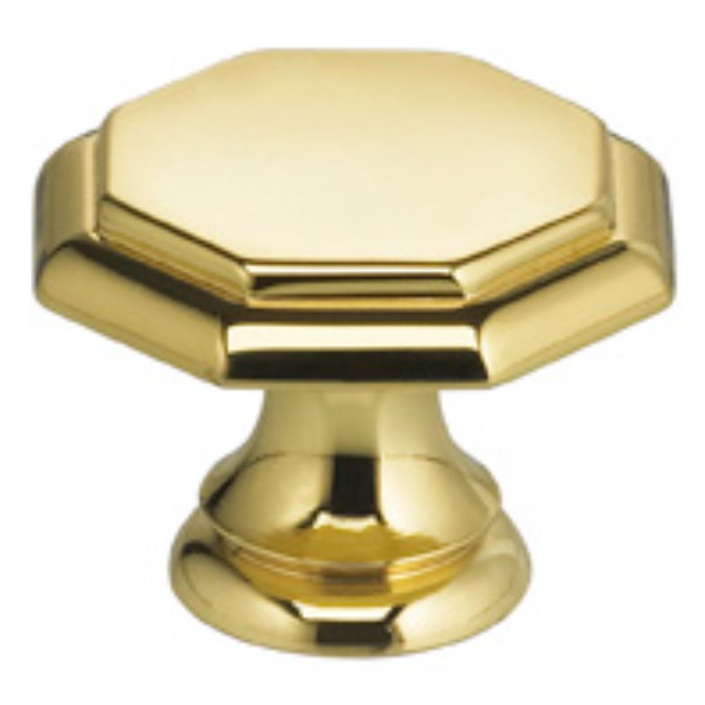 Omnia 9146/30.3 1-3/16" Flat Octagonal Cabinet Knob Bright Brass Finish