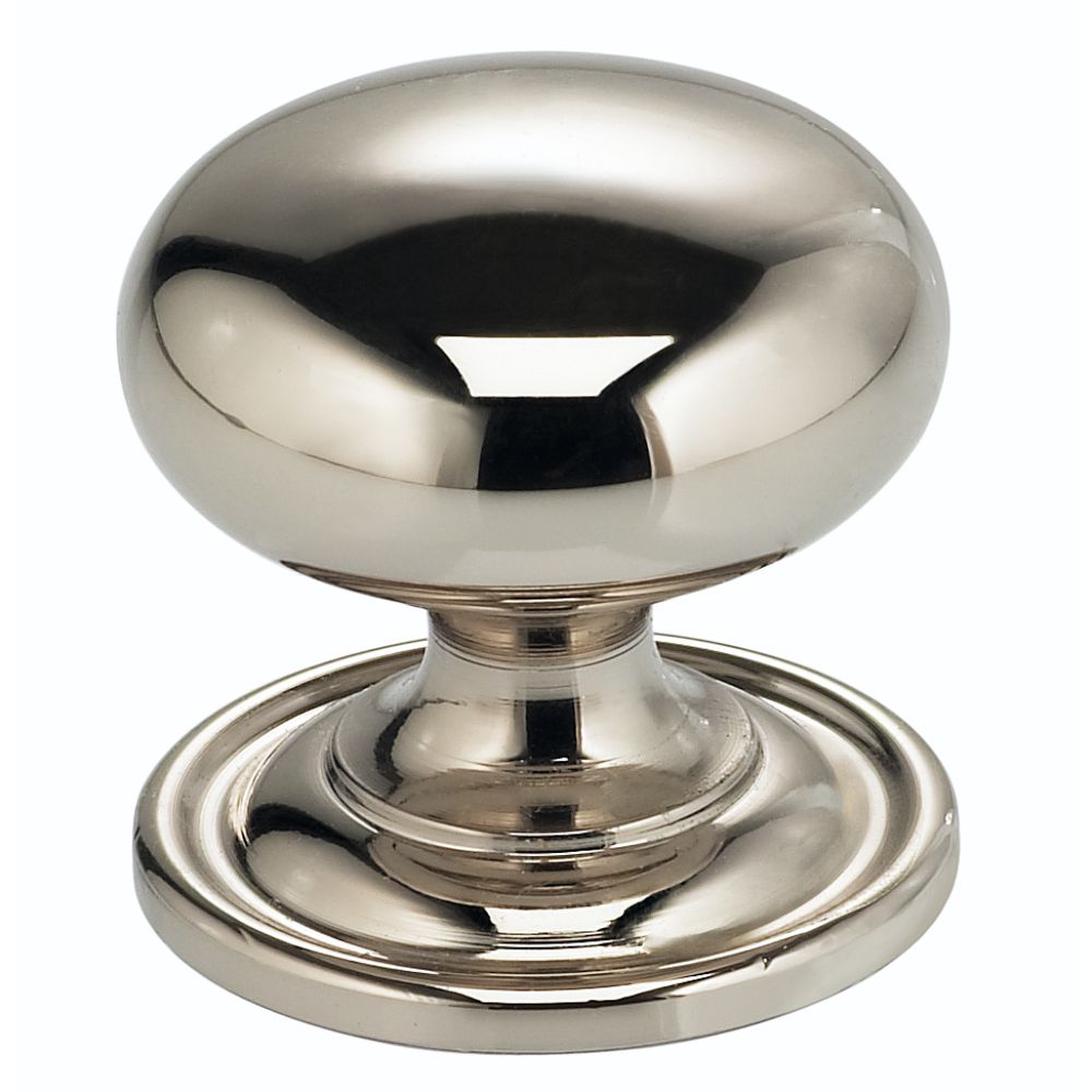 Omnia 9158/25.14 1" Round Cabinet Knob with Backplate Bright Nickel Finish