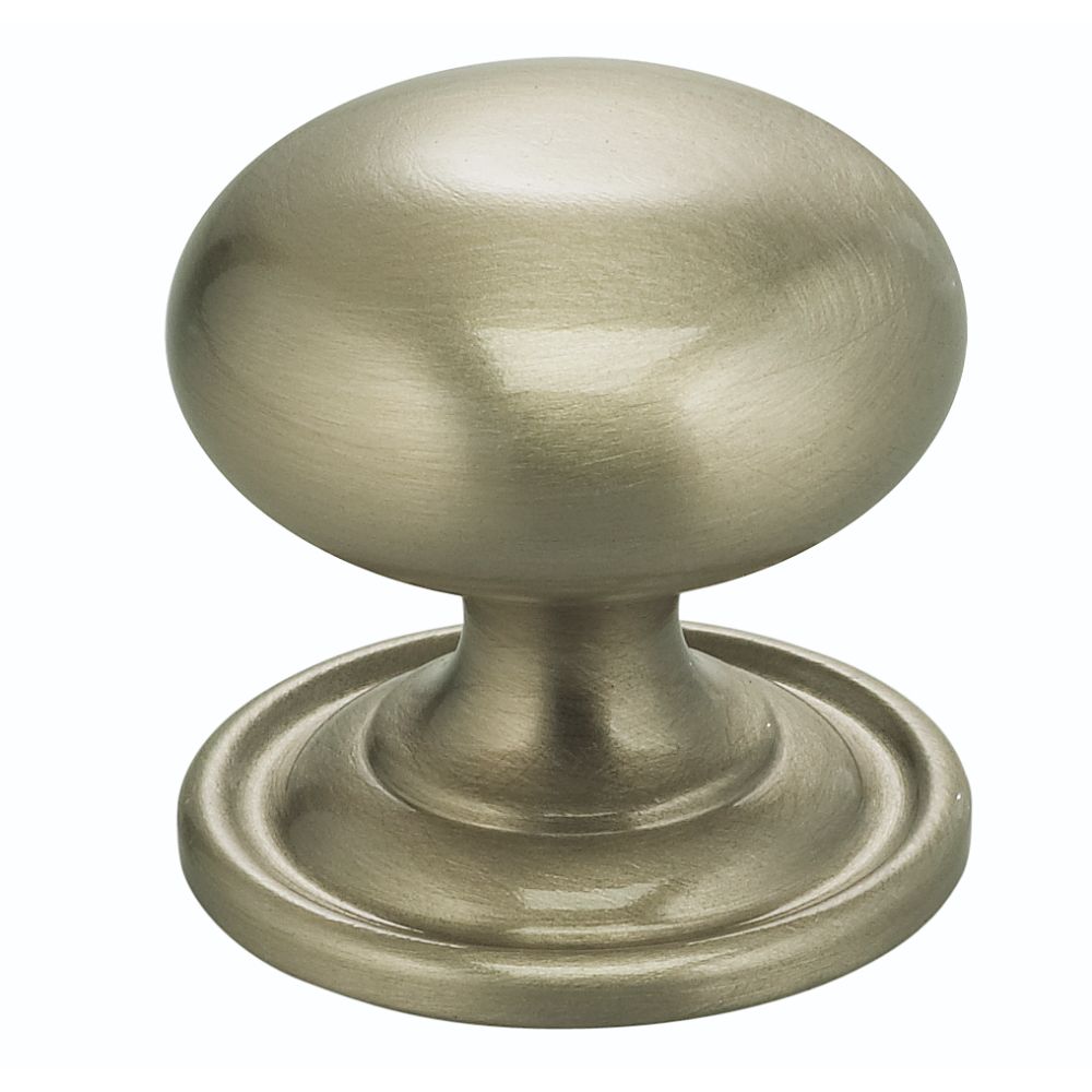 Omnia 9158/25.15 1" Round Cabinet Knob with Backplate Satin Nickel Finish