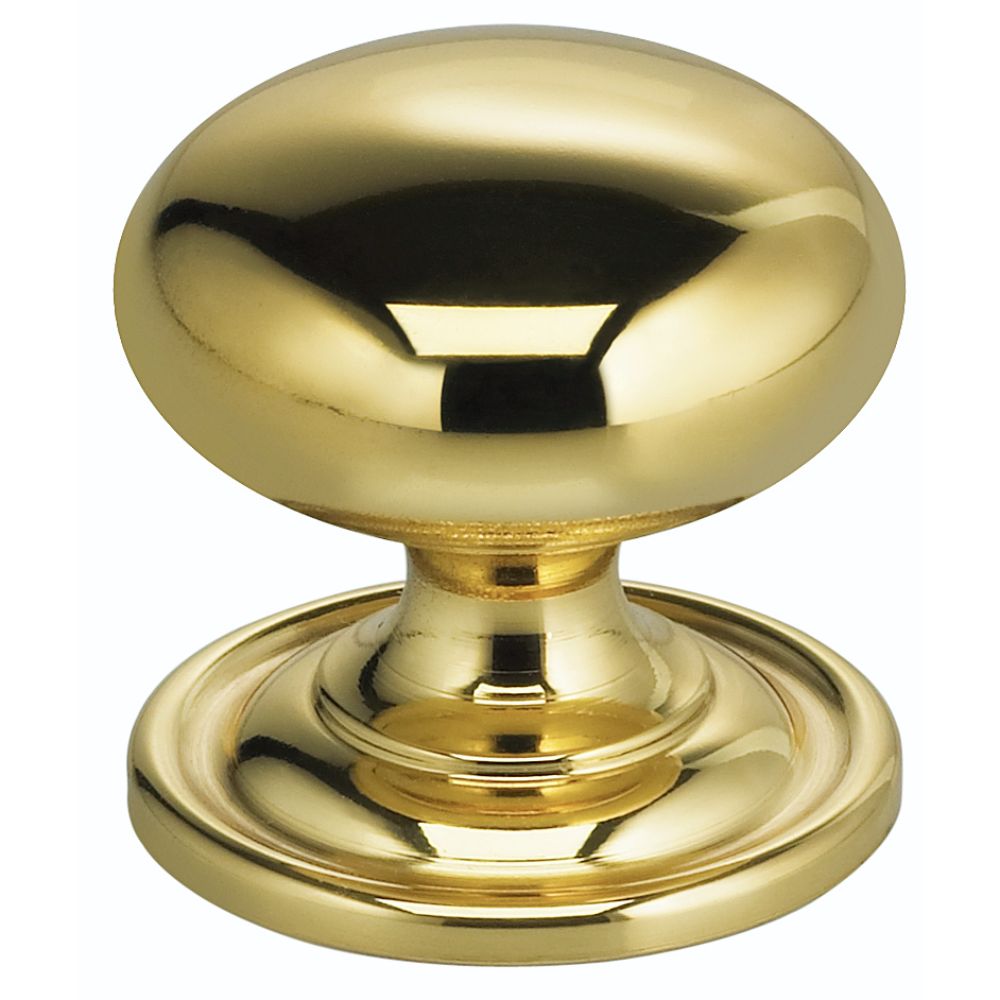 Omnia 9158/25.3 1" Round Cabinet Knob with Backplate Bright Brass Finish