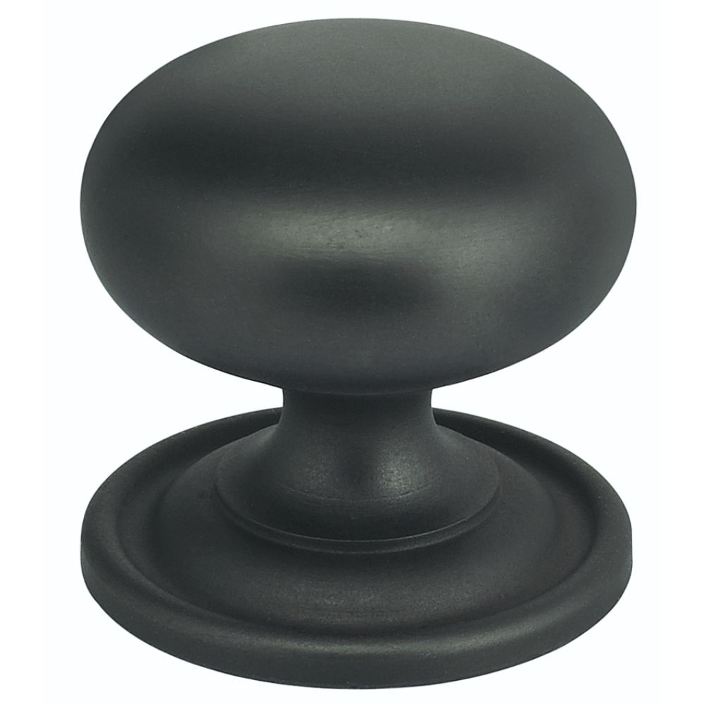 Omnia 9158/30.10B 1-3/16" Round Cabinet Knob with Backplate Oil Rubbed Black Finish