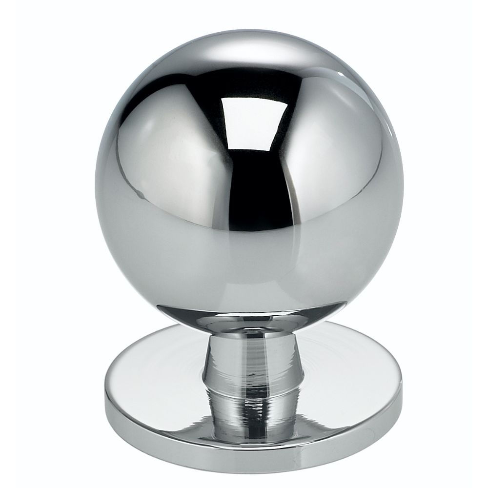 Omnia 9165/25.26 1" Ball Cabinet Knob with Backplate Bright Chrome Finish
