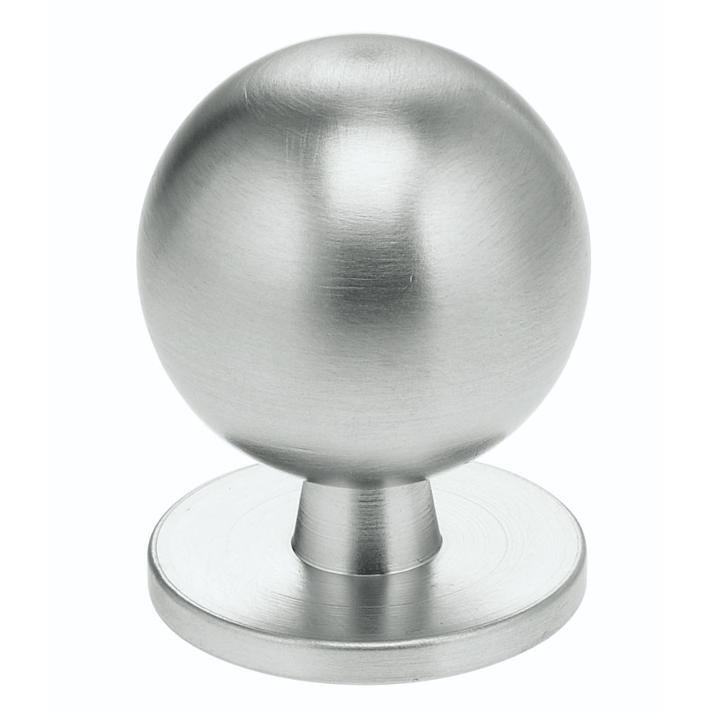 Omnia 9165/25.26D 1" Ball Cabinet Knob with Backplate Satin Chrome Finish