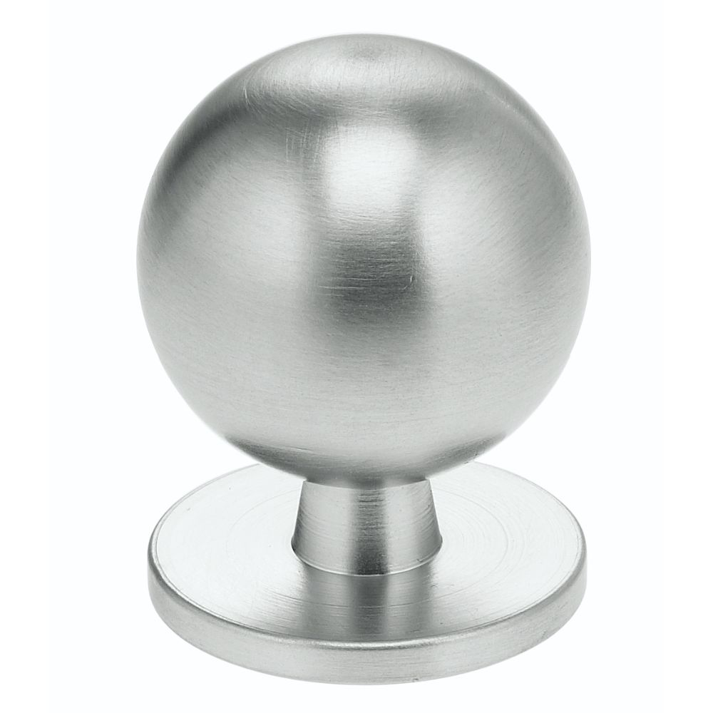 Omnia 9165/30.26D 1-3/16" Ball Cabinet Knob with Backplate Satin Chrome Finish