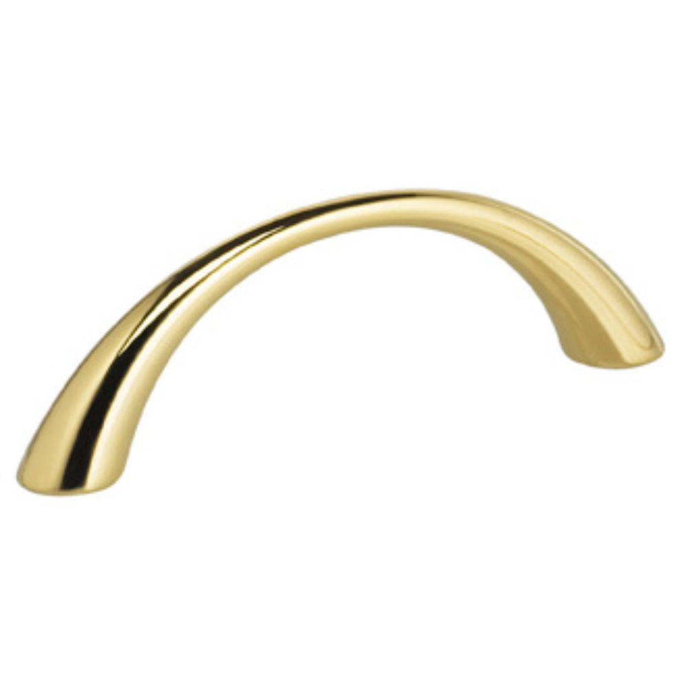 Omnia 9400/64.3 2-1/2" Center to Center Modern Arched Cabinet Pull Bright Brass Finish