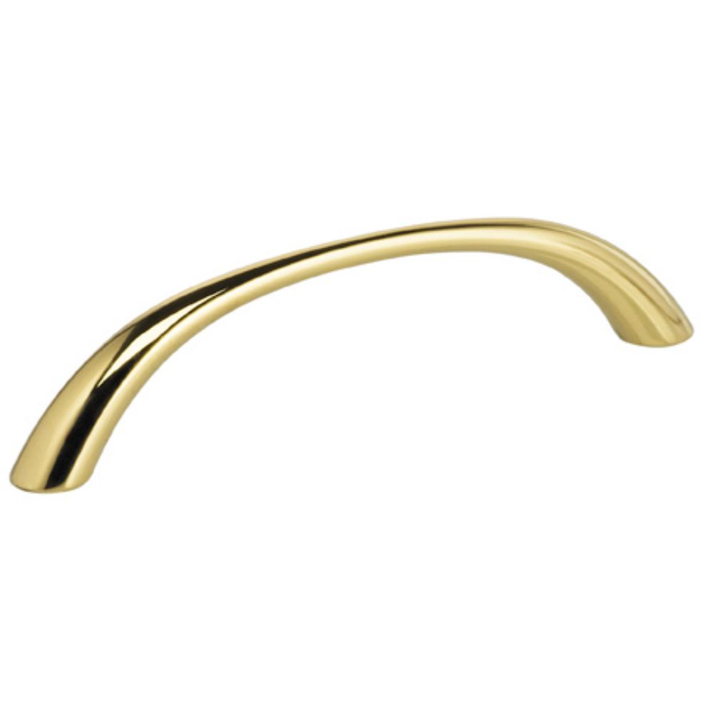 Omnia 9400/96.3 3-3/4" Center to Center Modern Arched Cabinet Pull Bright Brass Finish