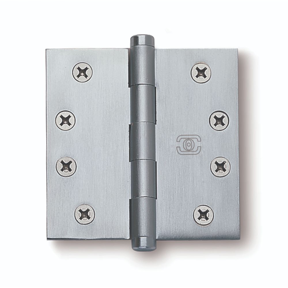 Omnia 985/4BTN.14 4" x 4" Square Hinge with Button Tips Bright Nickel Finish