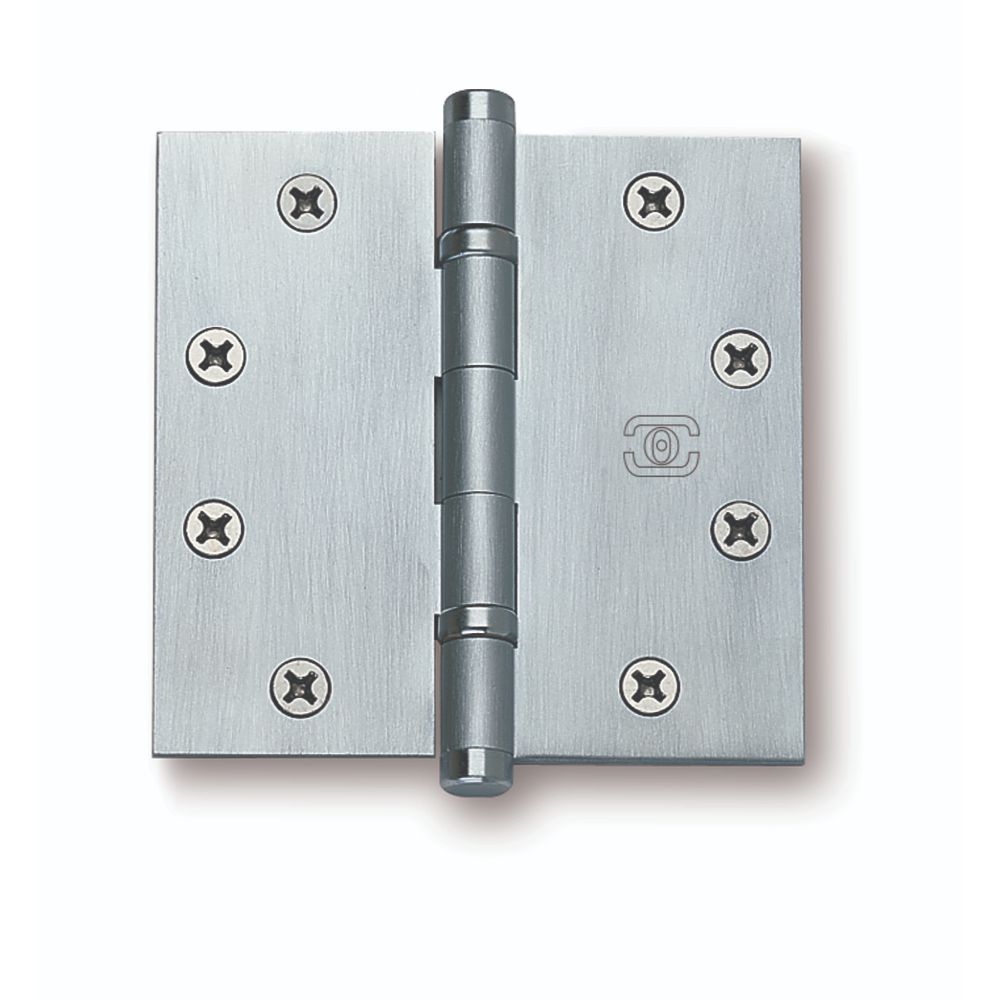 Omnia 985BB/45BTN.26D 4-1/2" x 4-1/2" Square Ball Bearing Hinge with Button Tips Satin Chrome Finish