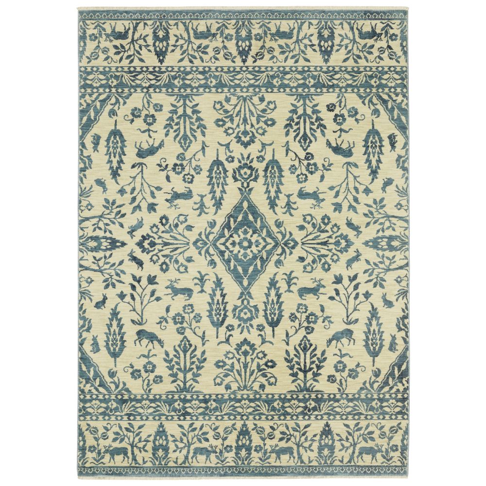 Oriental Weavers FR08H Francesca Rug in Blue/ Ivory