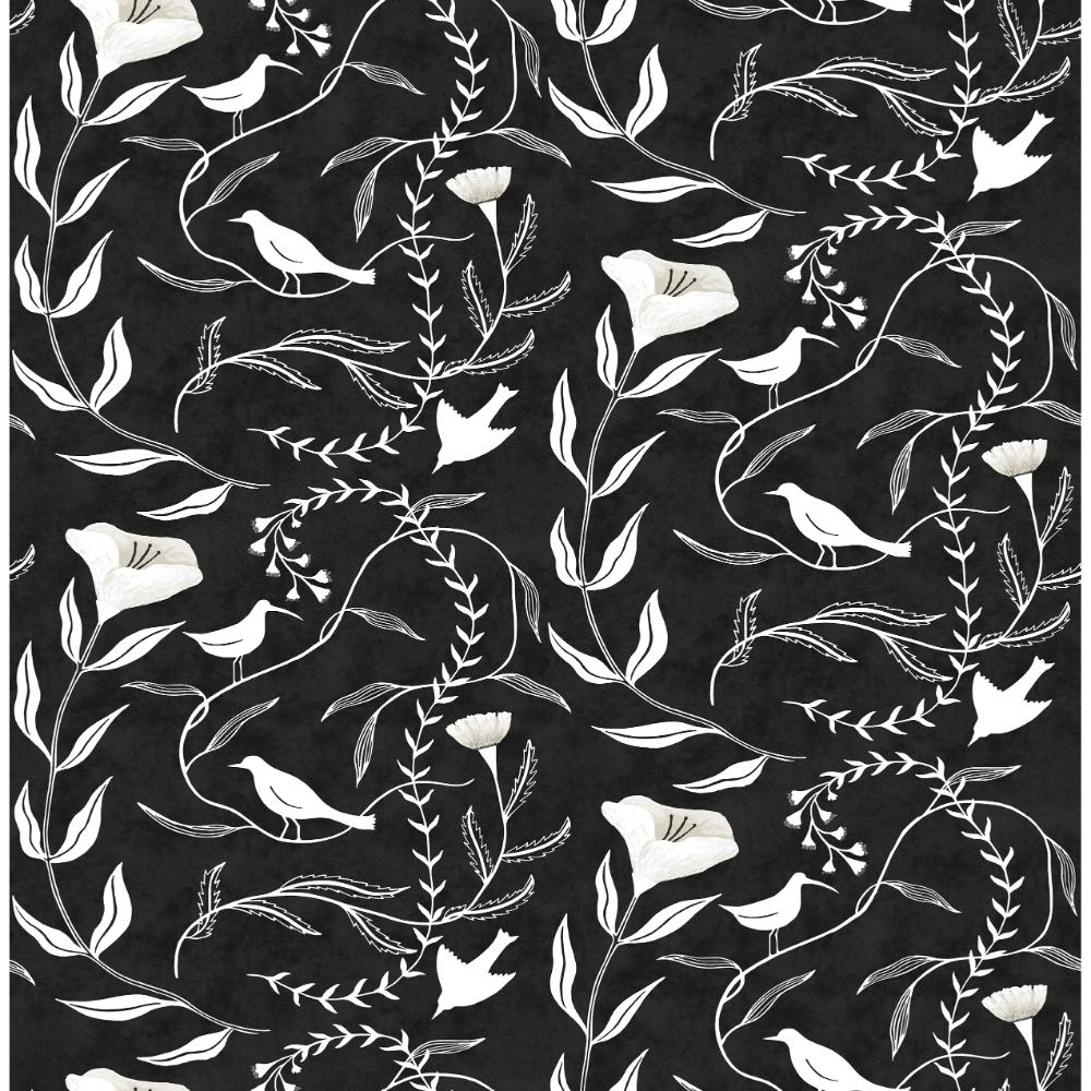 Elana Gabrielle 140150WR Birdsong Peel & Stick Wallpaper in Coal