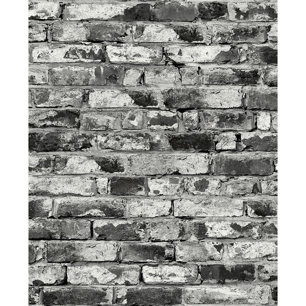 P/K Lifestyles 160052WR Brickwork Peel and Stick Wallpaper in Noir 