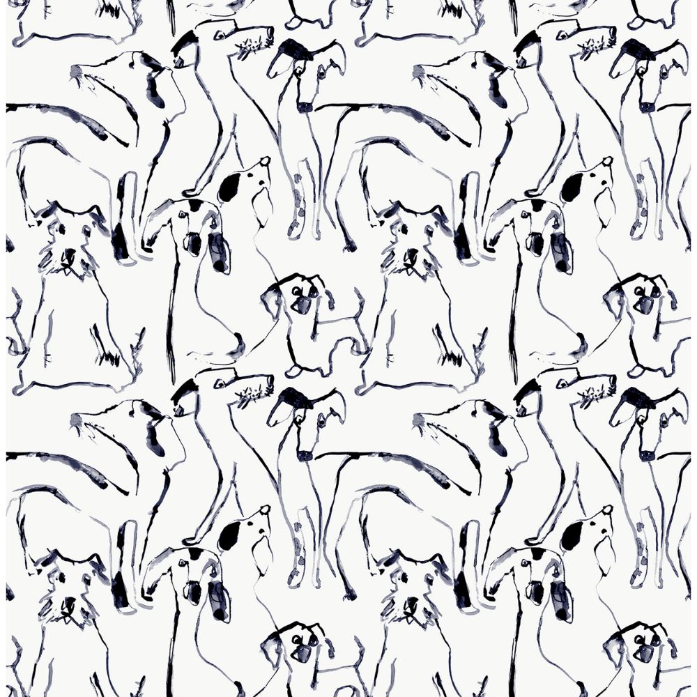 P/K Lifestyles 160060WR Dog Doodle Peel and Stick Wallpaper in Ink 