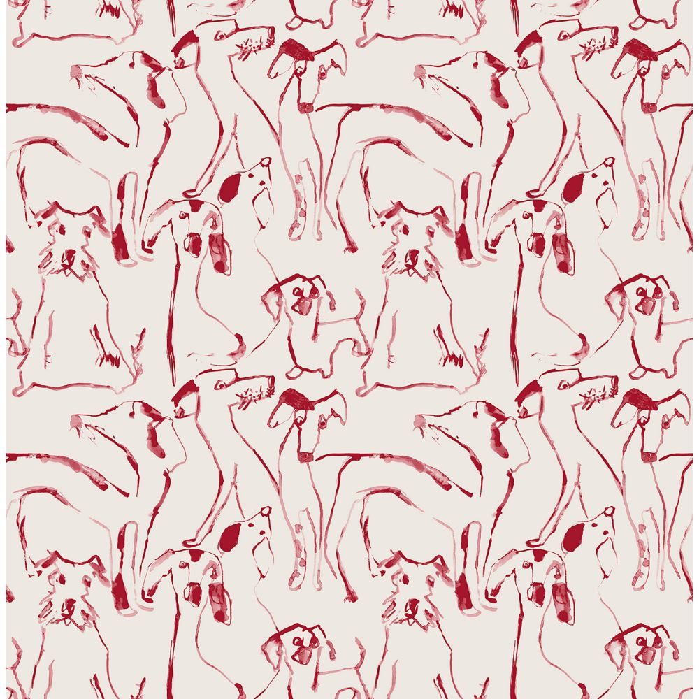 P/K Lifestyles 160062WR Dog Doodle Peel and Stick Wallpaper in Lipstick 