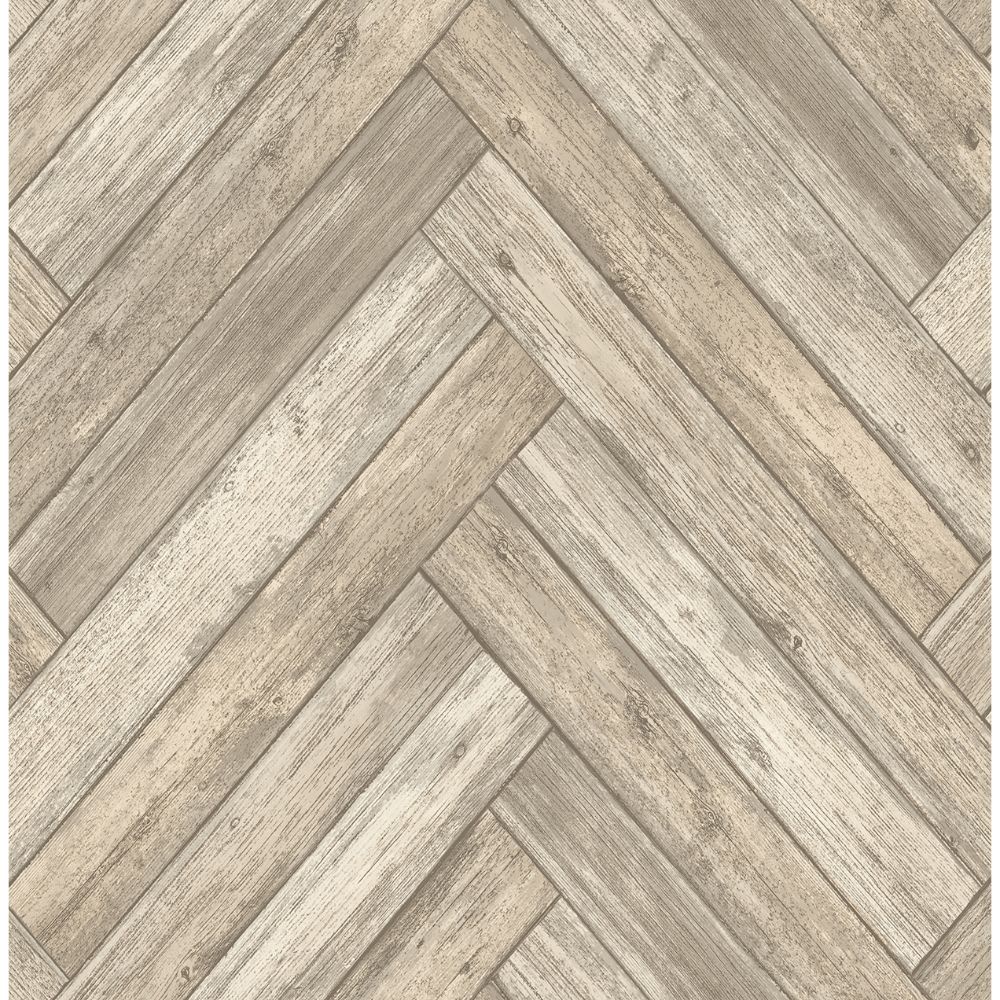 Surface Style 160071WR Herringbone Wood Peel and Stick Wallpaper in Birch 
