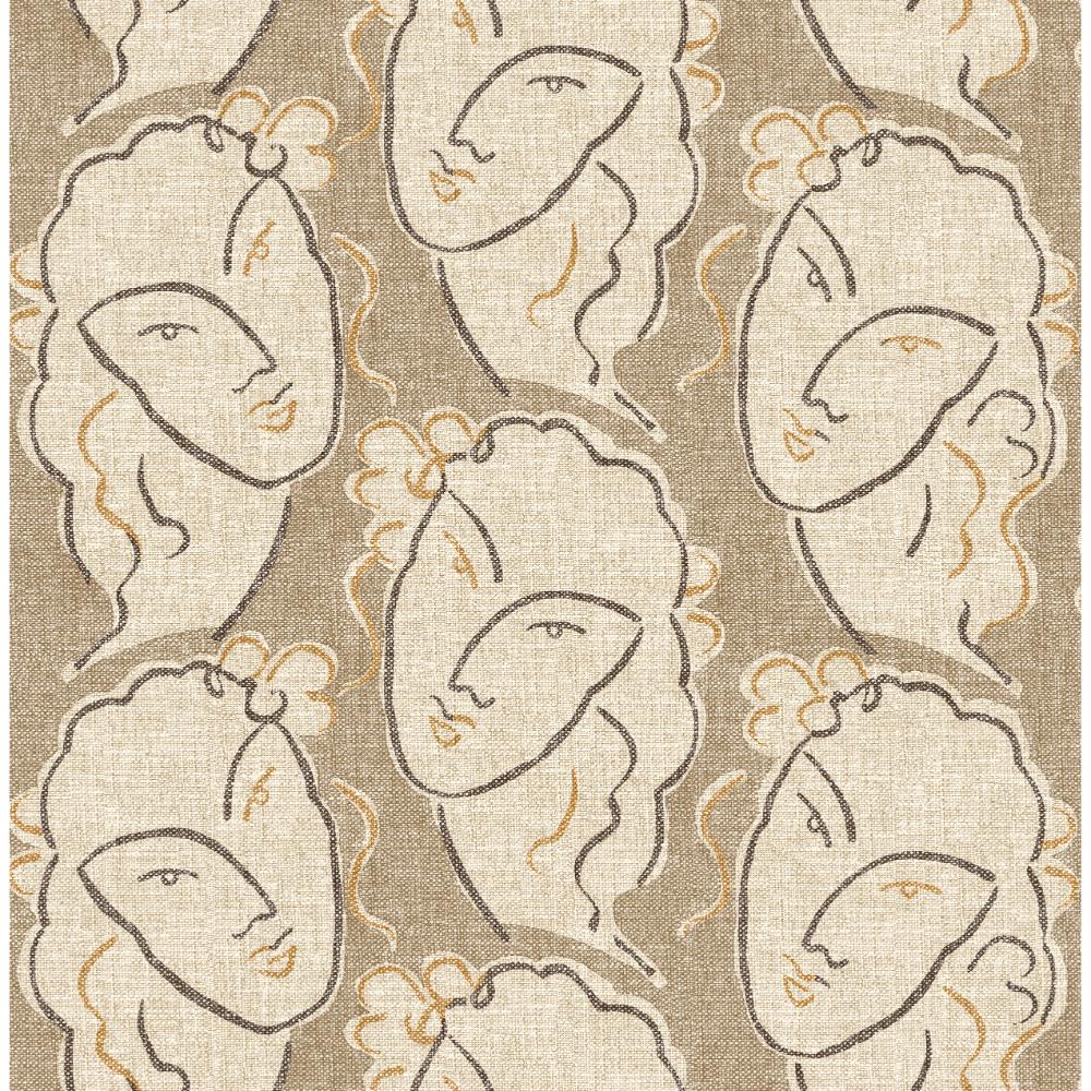 P. Kaufmann 160131WR Beau Visage Peel & Stick Wallpaper in Linen