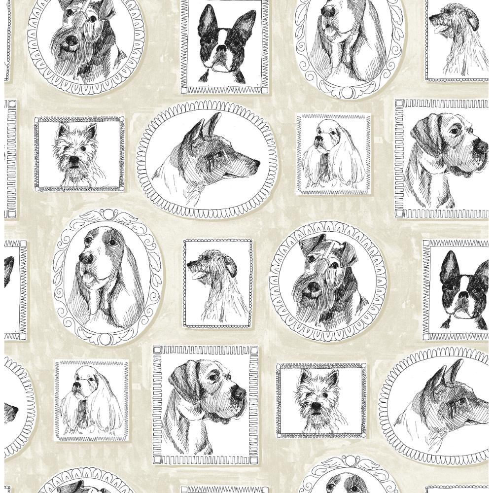 Surface Style 160261WR Pup Portraits Peel & Stick Wallpaper in Linen