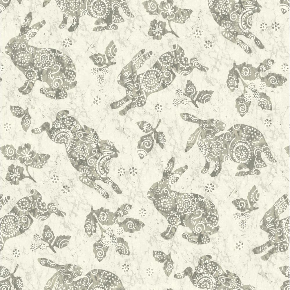 P. Kaufmann 160390WR Bunny Hop Peel & Stick Wallpaper in Pewter