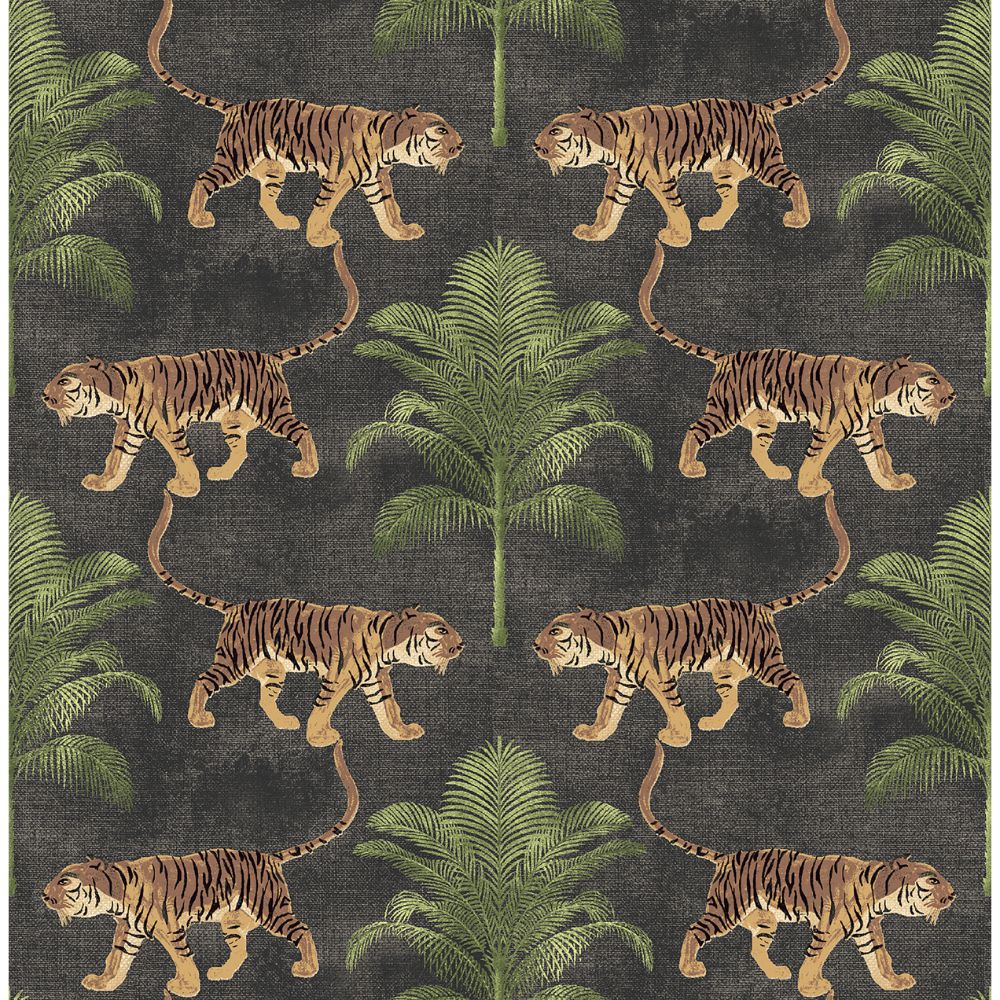 Tommy Bahama 802812WR Tiger And Tree Peel and Stick Wallpaper in Coal