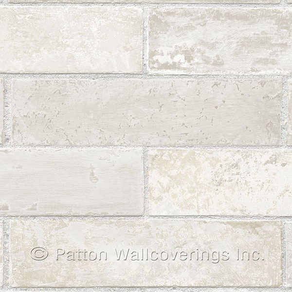 Patton Wallcoverings LL29532 Swiss Brick Wallpaper in Cream, Grey