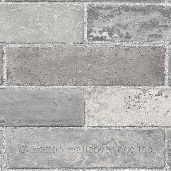Patton Wallcoverings LL29533 Swiss Brick Wallpaper in Grey, Beige