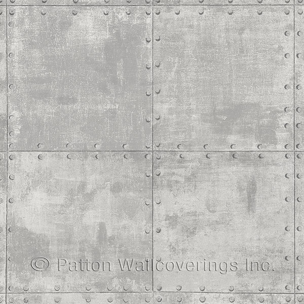 Patton Wallcoverings LL36226 Steel Tile Wallpaper in Stone, Grey, Brown