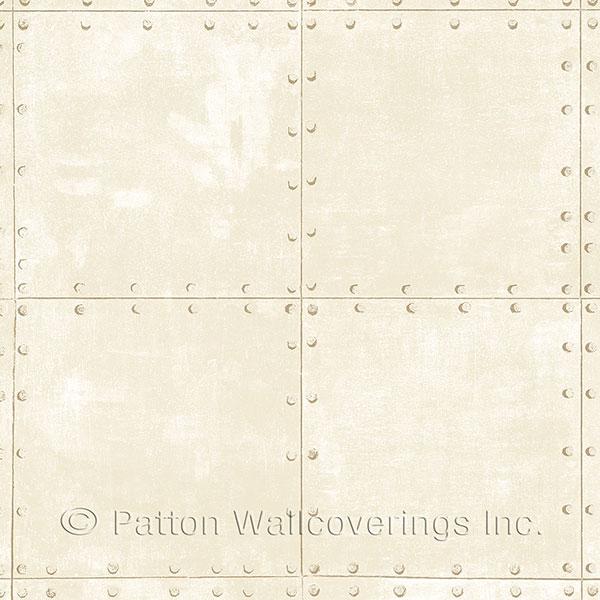 Patton Wallcoverings LL36231 Steel Tile Wallpaper in Creams