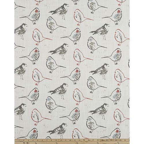 Premier Prints BIRDSCSC Bird Toile Scarlet/Slub Canvas Fabric