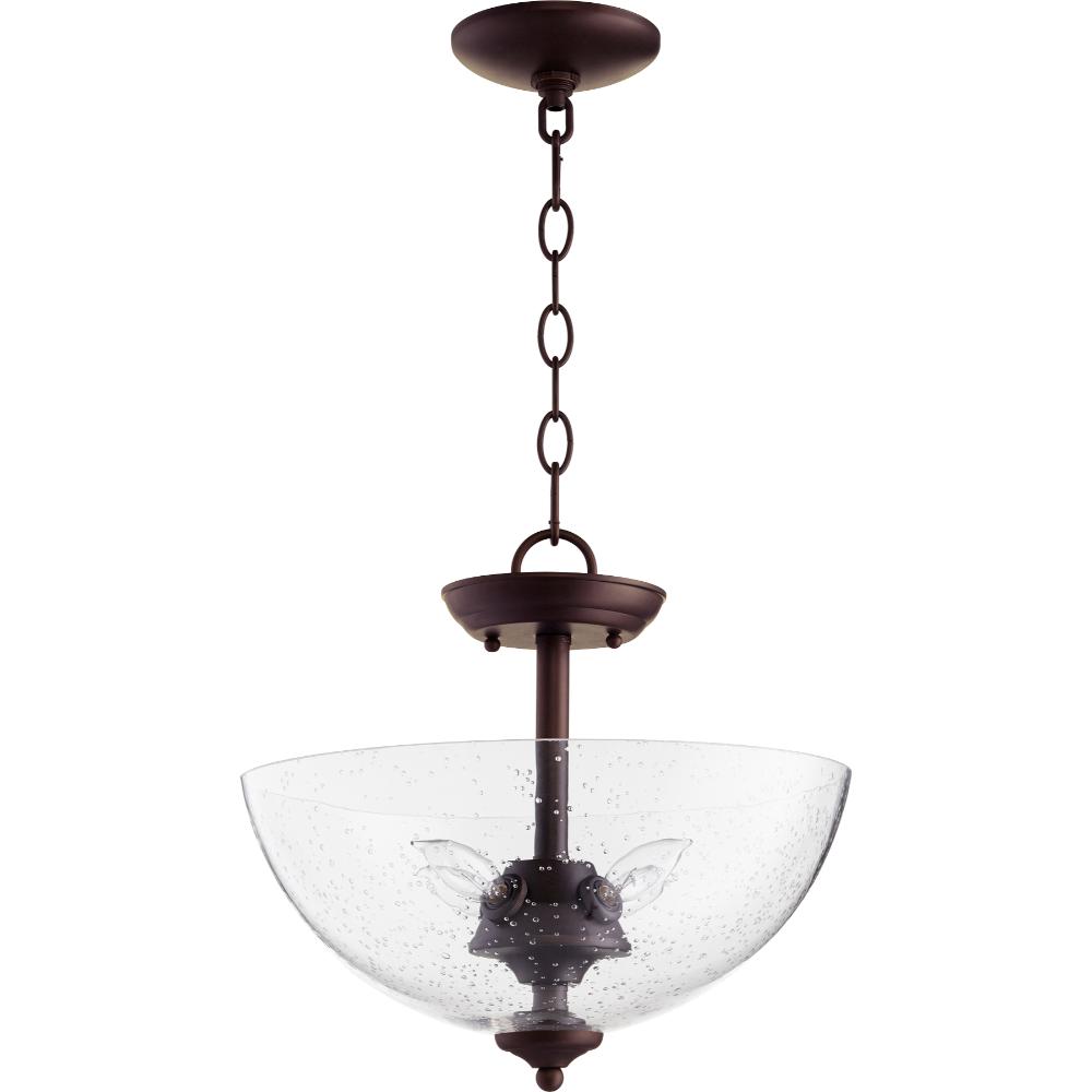 Quorum International 2840-14-86 Transitional Dual Mount in Oiled Bronze w/ Clear/Seeded