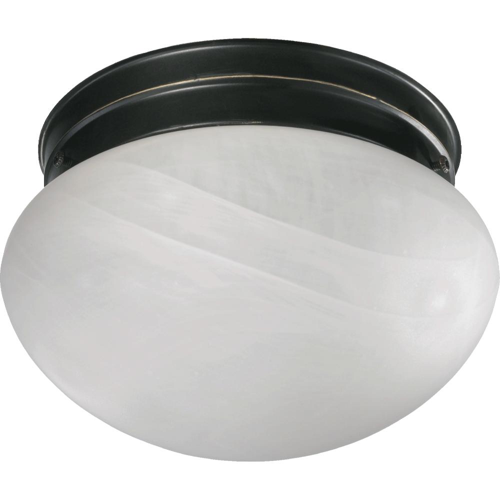 Quorum International 3021-6-95 Alabaster Stone / Glass Single Light Flushmount Ceiling Fixture in Old World