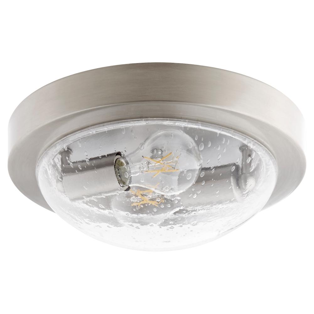 Quorum International 3502-11-65 Transitional Ceiling Mount in Satin Nickel w/ Clear/Seeded