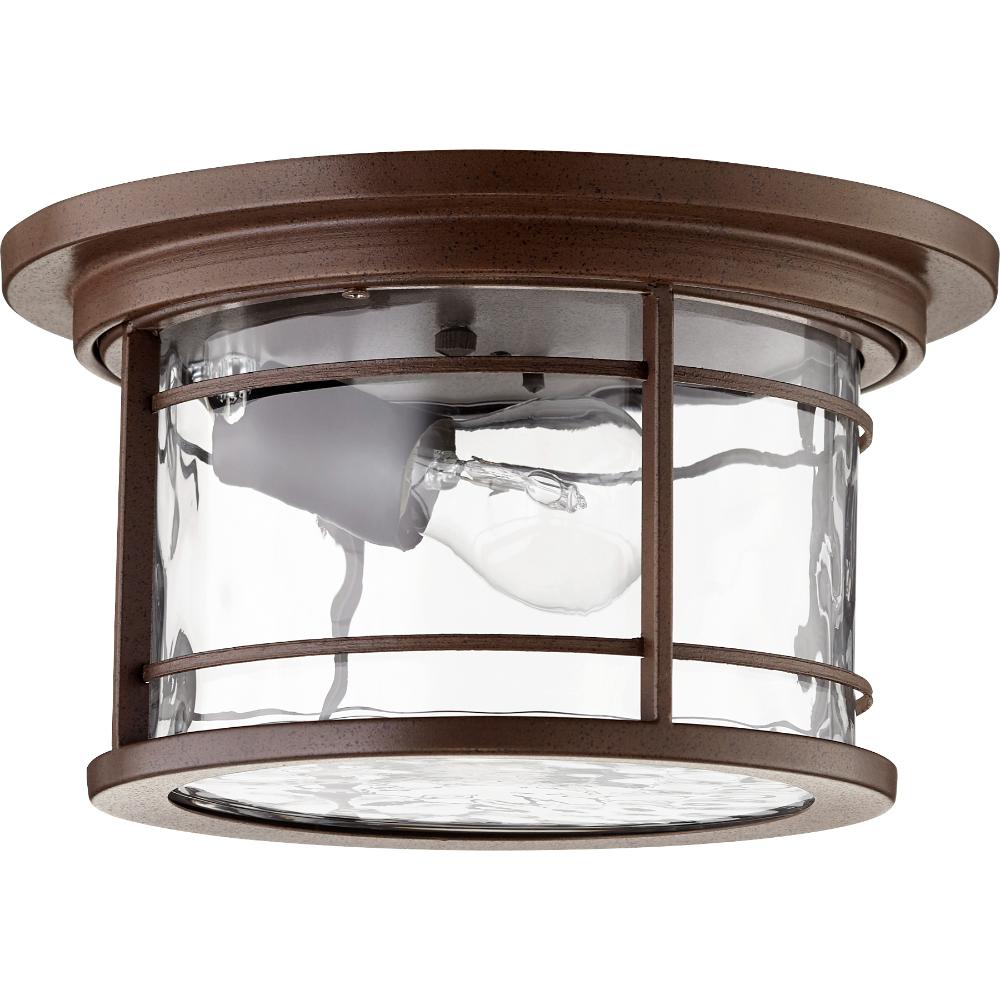 Quorum International 3916-11186 Larson Transitional Ceiling Mount in Oiled Bronze w/ Clear Hammered Glass