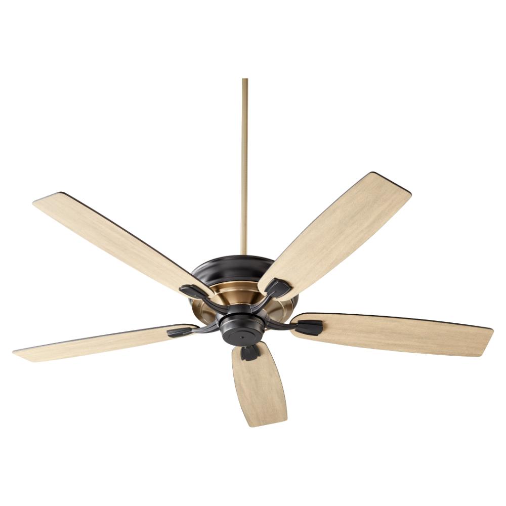Quorum International 50605-69 Gamble Traditional Ceiling Fan in Textured Black w/ Aged Brass