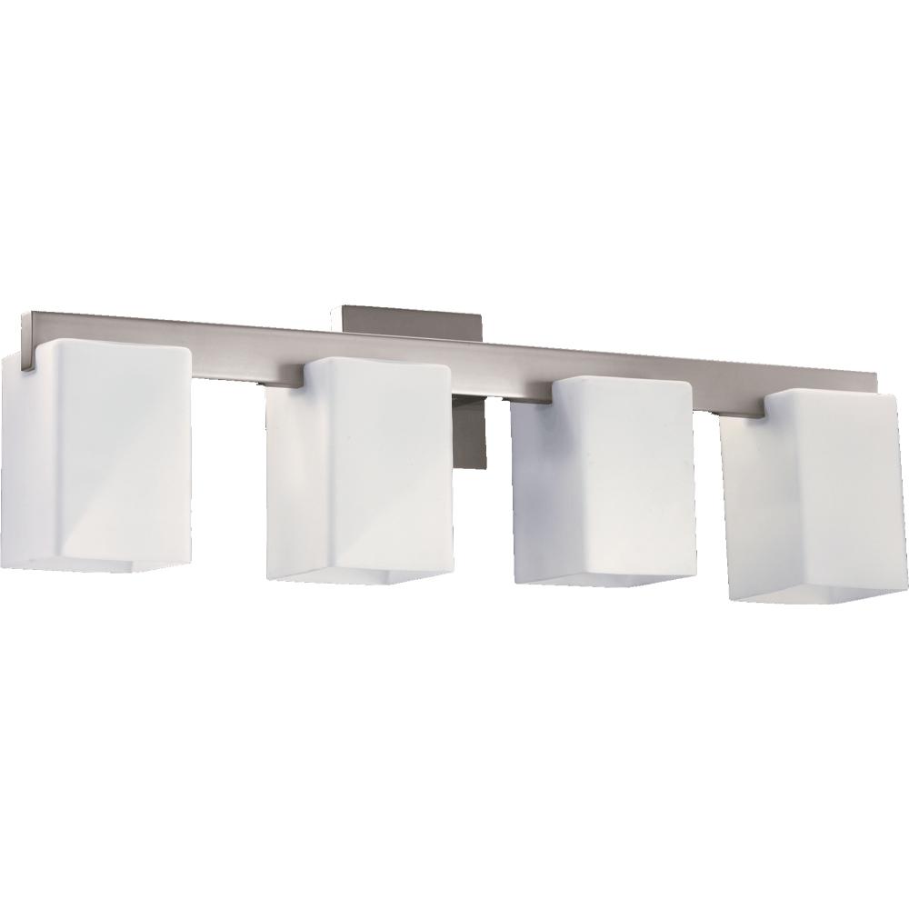 Quorum International 5076-4-65 Modus Contemporary / Modern 4 Light 27.5" Wide Bathroom Fixture in Satin Nickel