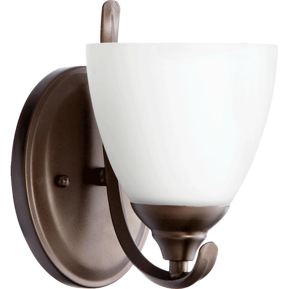 Quorum International 5508-1-86 Powell Transitional Wall Mount in Oiled Bronze w/ Satin Opal