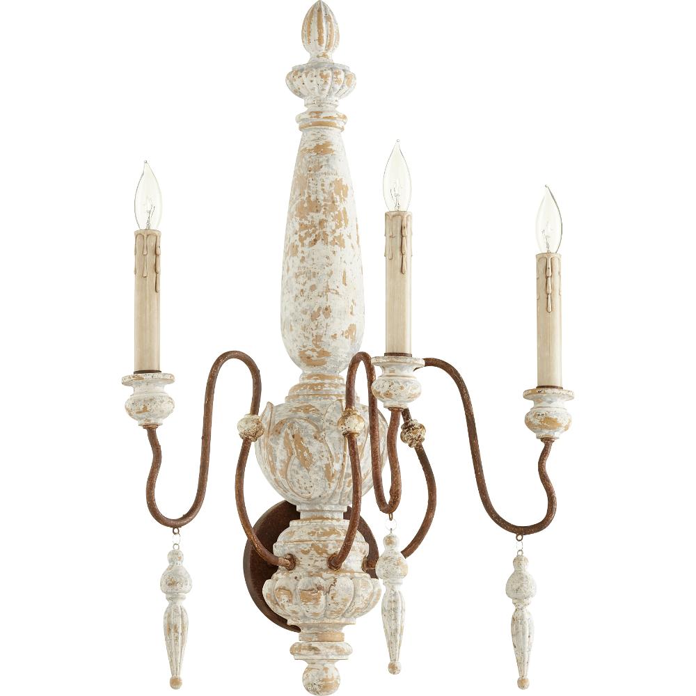 Quorum International 5552-3-156 La Maison Traditional Wall Mount in Manchester Grey w/ Rust Accents