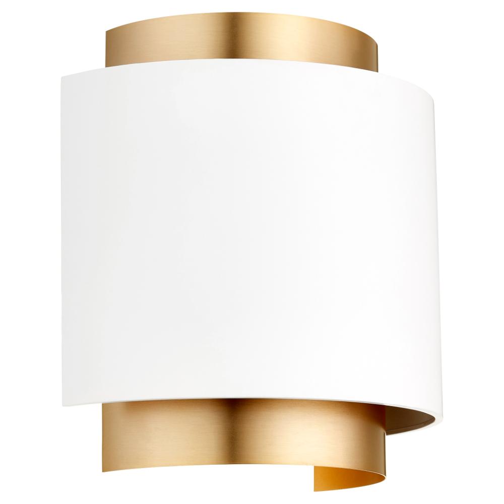 Quorum International 5610-0880 Soft Contemporary Wall Sconce in Studio White w/ Aged Brass