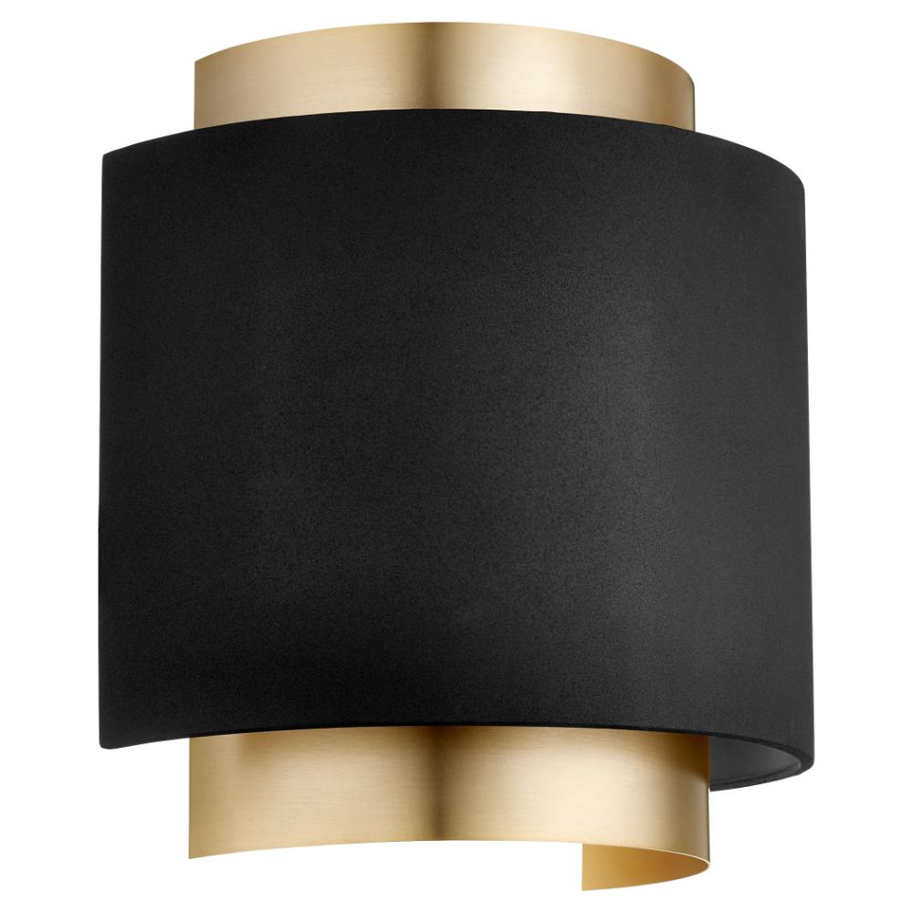Quorum International 5610-6980 Soft Contemporary Wall Sconce in Textured Black w/ Aged Brass