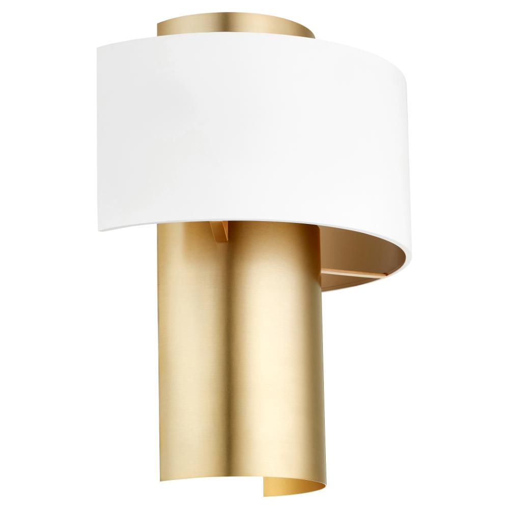 Quorum International 5611-0880 Soft Contemporary Wall Sconce in Studio White w/ Aged Brass