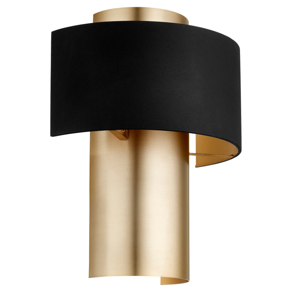 Quorum International 5611-6980 Soft Contemporary Wall Sconce in Textured Black w/ Aged Brass