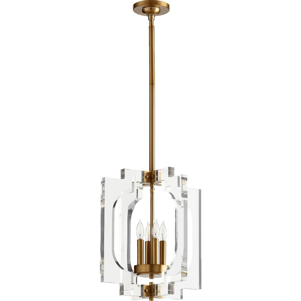 Quorum International 605-4-80 Broadway Modern and Contemporary Pendant in Aged Brass