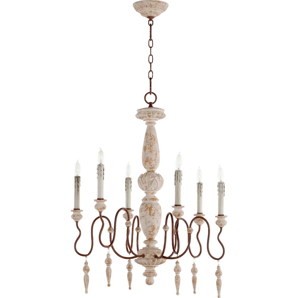 Quorum International 6052-6-156 La Maison Traditional Chandelier in Manchester Grey w/ Rust Accents