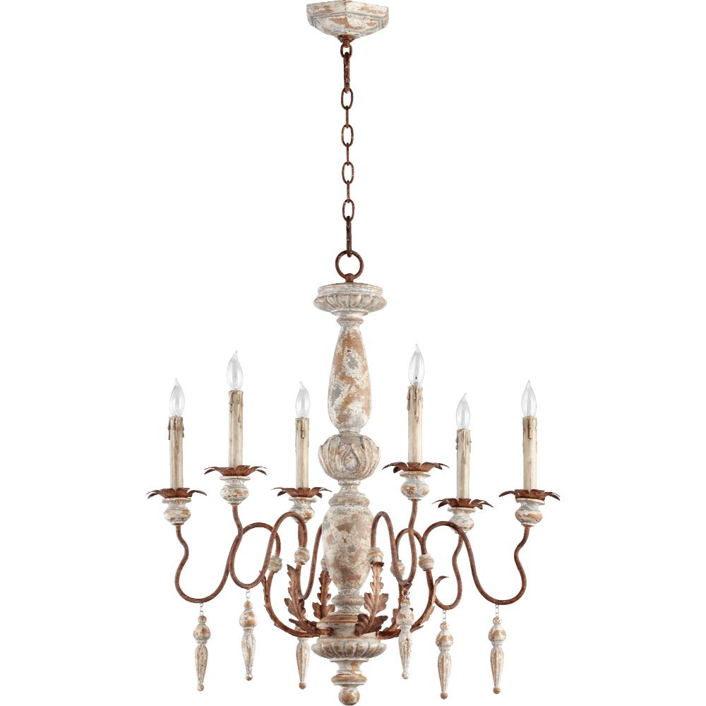 Quorum International 6052-6-56 La Maison Traditional Chandelier in Manchester Grey w/ Rust Accents
