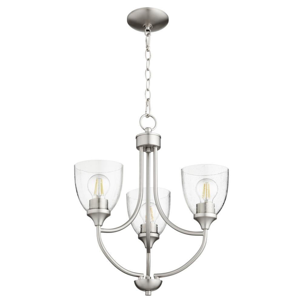 Quorum International 6059-3-265 Enclave Transitional Chandelier in Satin Nickel w/ Clear/Seeded