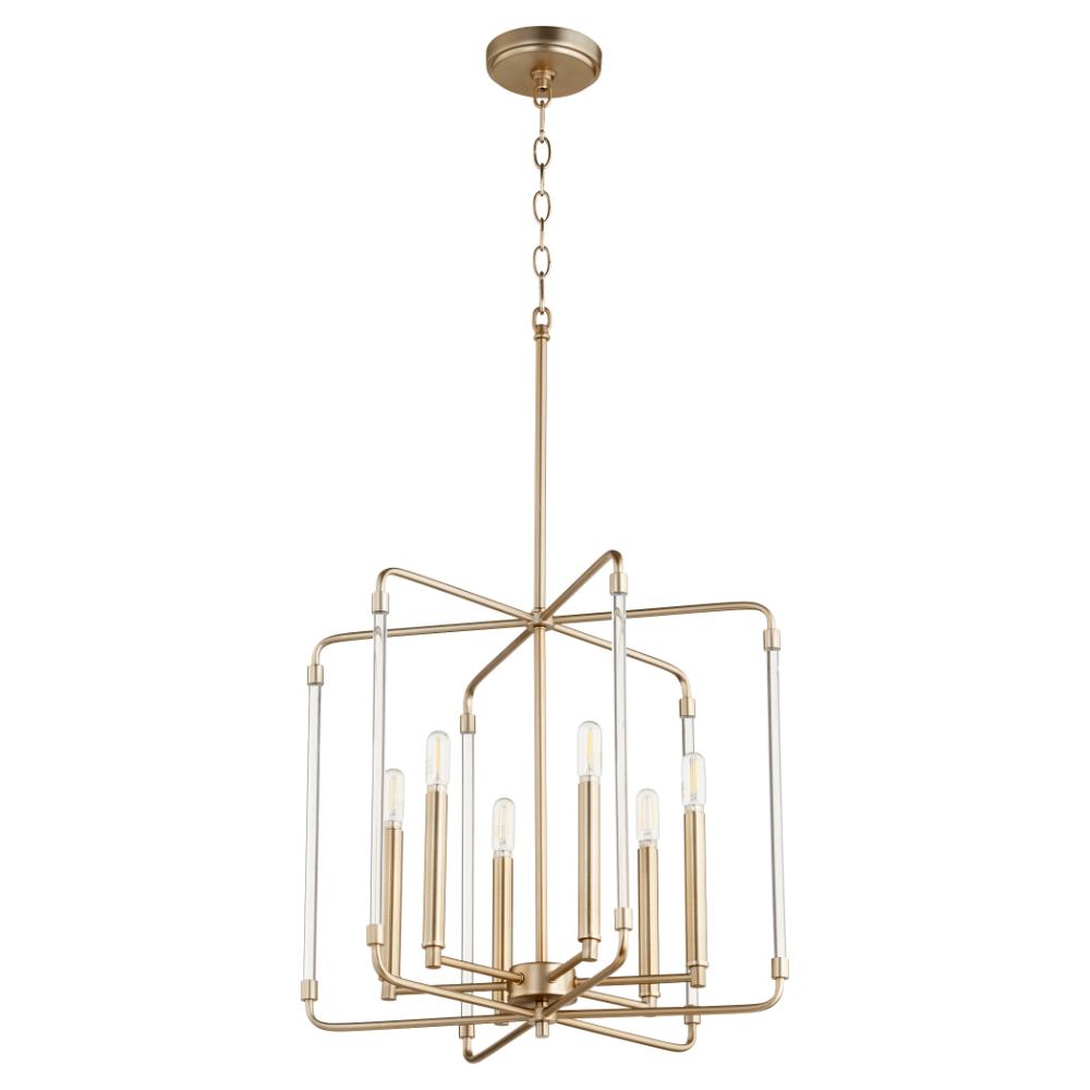 Quorum International 6114-6-80 Optic Modern and Contemporary Pendant in Aged Brass