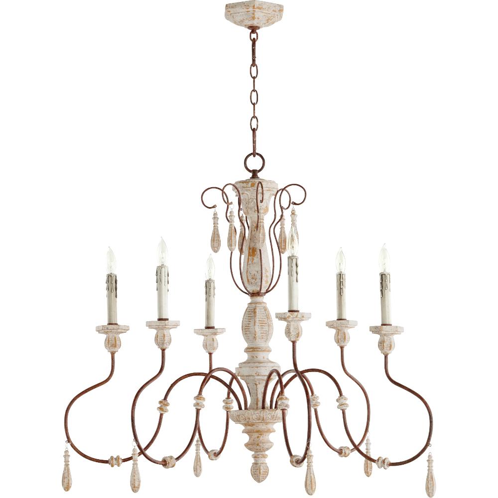 Quorum International 6152-6-156 La Maison Traditional Chandelier in Manchester Grey w/ Rust Accents