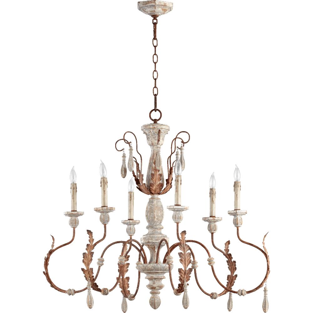 Quorum International 6152-6-56 La Maison Traditional Chandelier in Manchester Grey w/ Rust Accents
