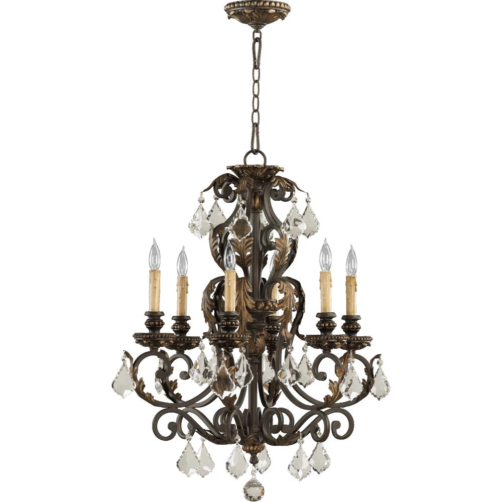 Quorum International 6157-6-44 Rio Salado Transitional 6 Light 1 Tier Chandelier in Toasted Sienna With Mystic Silver